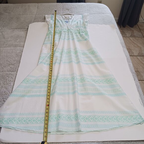 Sail To Sable Green Stripe Flutter Sleeve Maxi Dress Size Large 100% Cotton - Picture 13 of 15